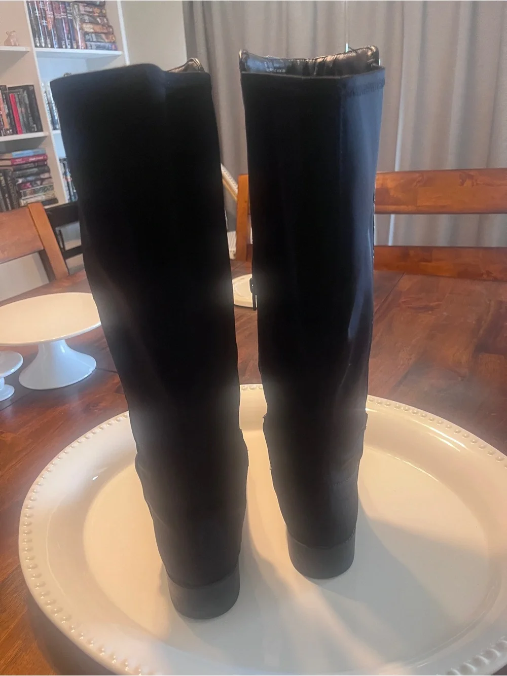 Women's Black Quilted Tall Boots